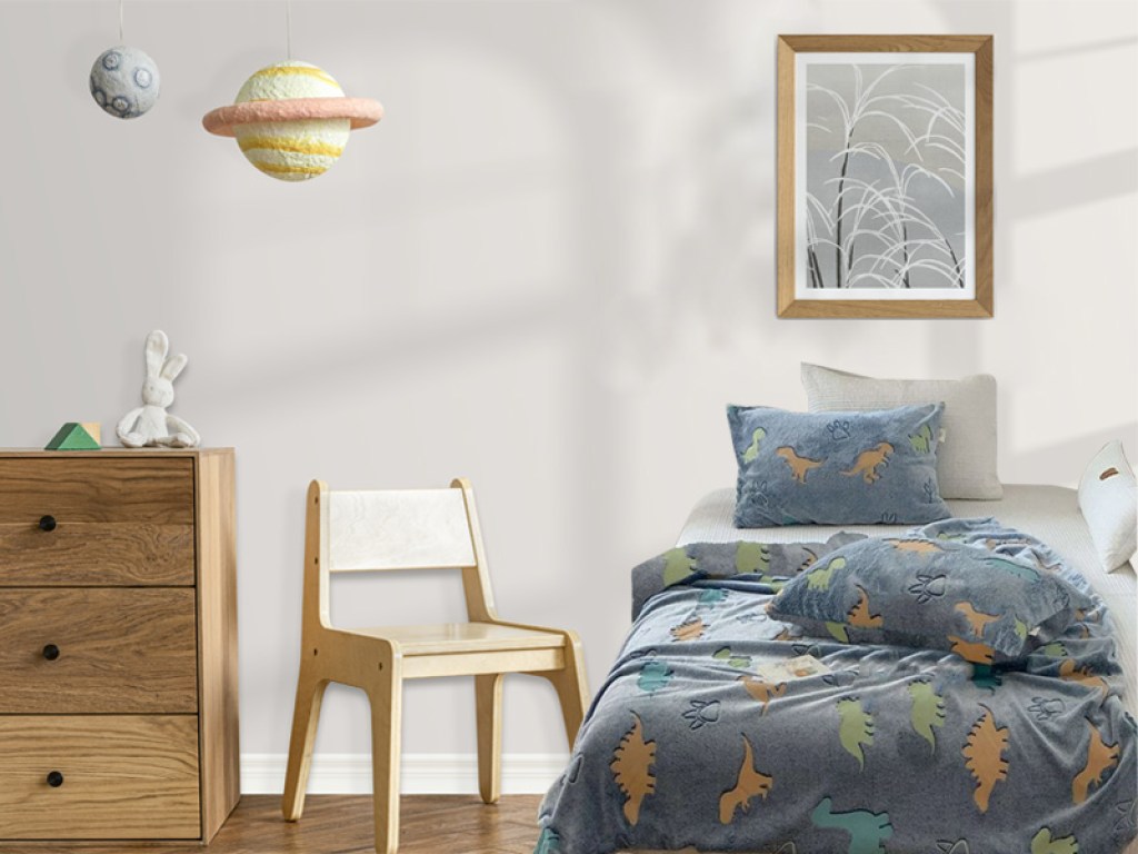 Παιδική Κουβέρτα Μονή Κοράλ Φωσφοριζέ Dinosaurs 2 Γαρύφαλλο 160x220 | Γαρύφαλλο - Λευκά Είδη