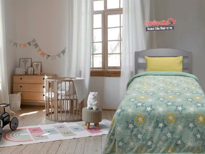 Παιδική Κουβέρτα Μονή Φωσφοριζέ Fleece με Sherpa Stars Γαρύφαλλο 160x220 | Γαρύφαλλο - Λευκά Είδη