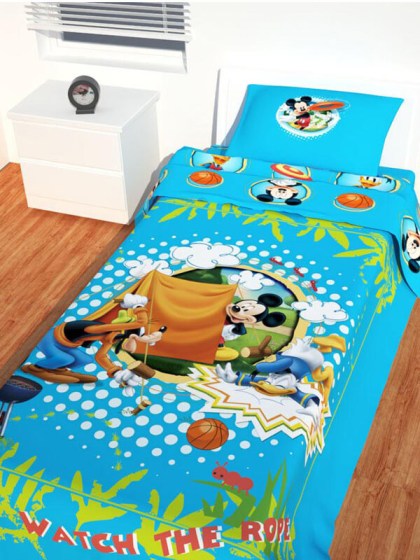 Παιδική Παπλωματοθήκη Σετ Disney Mickey's Camp Out Βαμβακερά Γαρύφαλλο 165x260 | Γαρύφαλλο - Λευκά Είδη