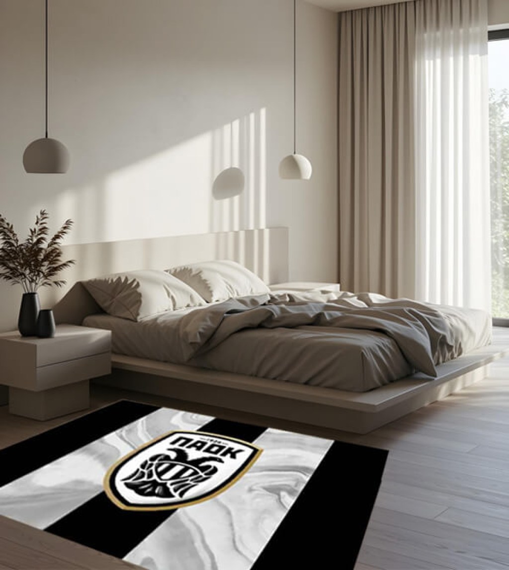 Παιδικό Χαλί ΠΑΟΚ Ασπρόμαυρο Γαρύφαλλο | Γαρύφαλλο - Λευκά Είδη