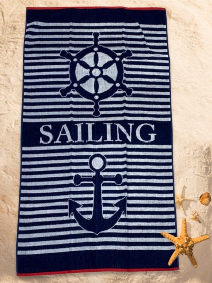Πετσέτα Θαλάσσης Βαμβακερή Blue Sailing 450gsm Γαρύφαλλο 90x170 | Γαρύφαλλο - Λευκά Είδη