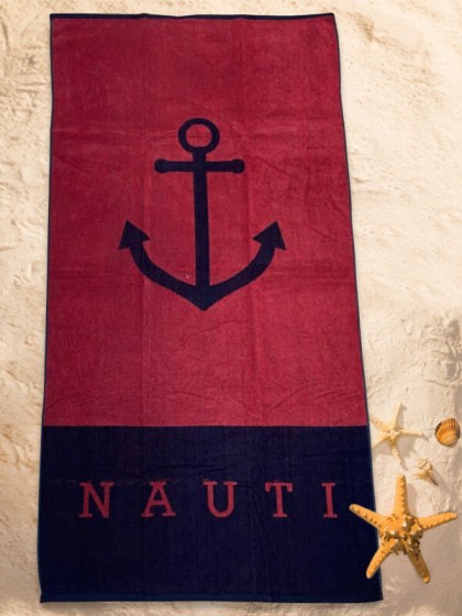 Πετσέτα Θαλάσσης Βαμβακερή Δίχρωμη Nauti 450gsm Γαρύφαλλο 90x170 | Γαρύφαλλο - Λευκά Είδη