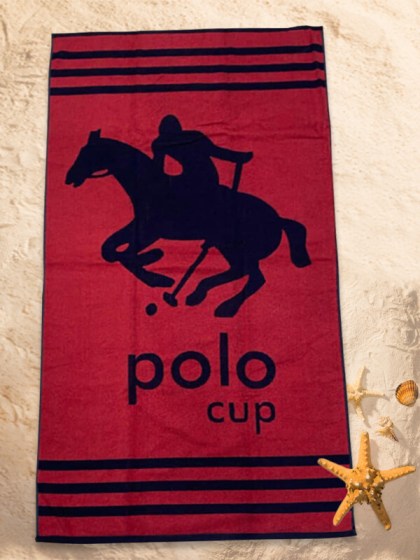 Πετσέτα Θαλάσσης Βαμβακερή Κόκκινο Polo Cup 450gsm Γαρύφαλλο 90x170 | Γαρύφαλλο - Λευκά Είδη