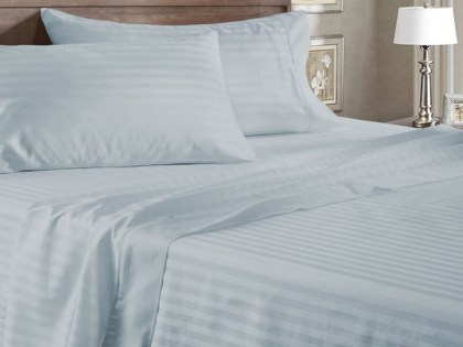 Σεντόνια Ξενοδοχείου Σετ Γίγας - King Size Βεραμάν Βαμβακοσατέν Ριγέ 200 κλωστών Γαρύφαλλο 240x270 | Γαρύφαλλο - λευκά Είδη