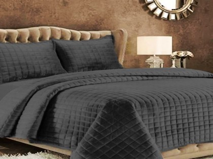 Κουβερλί Σετ Ανθρακί Μονόχρωμα Square Γαρύφαλλο 220x240 | Γαρύφαλλο - Λευκά Είδη