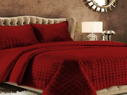 Κουβερλί Σετ Μπορντό Μονόχρωμα Square Γαρύφαλλο 220x240 | Γαρύφαλλο - Λευκά Είδη