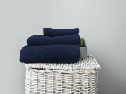 Σετ Πετσέτες Μπάνιου Navy Blue 100% Βαμβακερές 600gsm OneColor Γαρύφαλλο 3 Τεμάχια | Γαρύφαλλο - Λευκά Είδη