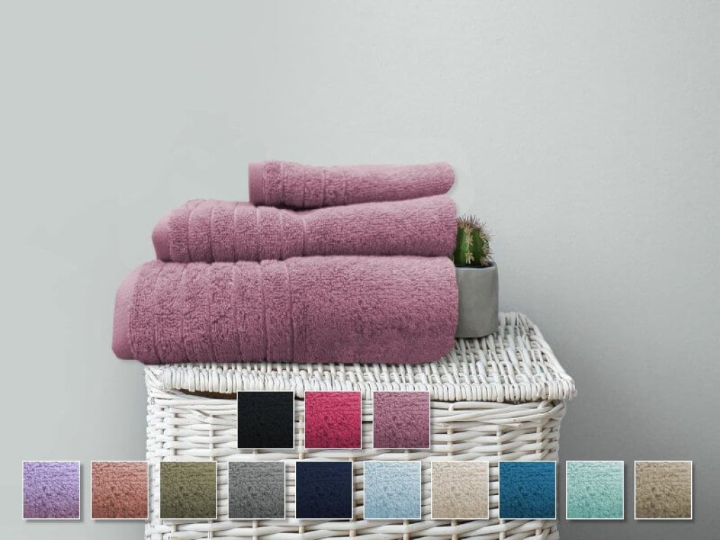 Σετ Πετσέτες Μπάνιου 100% Βαμβακερές 600gsm OneColor Γαρύφαλλο 3 Τεμάχια | Γαρύφαλλο - Λευκά Είδη