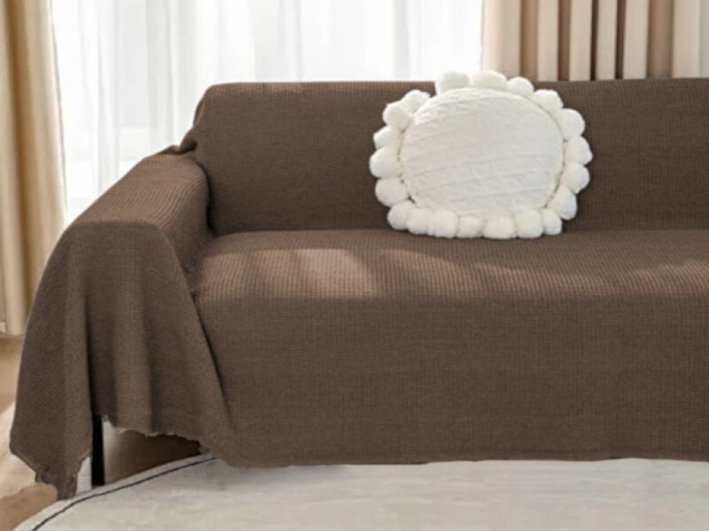 Σετ Ριχτάρια Καναπέ Σενίλ Καφέ Μονόχρωμα One Color Γαρύφαλλο 3 ΤΜΧ | Γαρύφαλλο - Λευκά Είδη