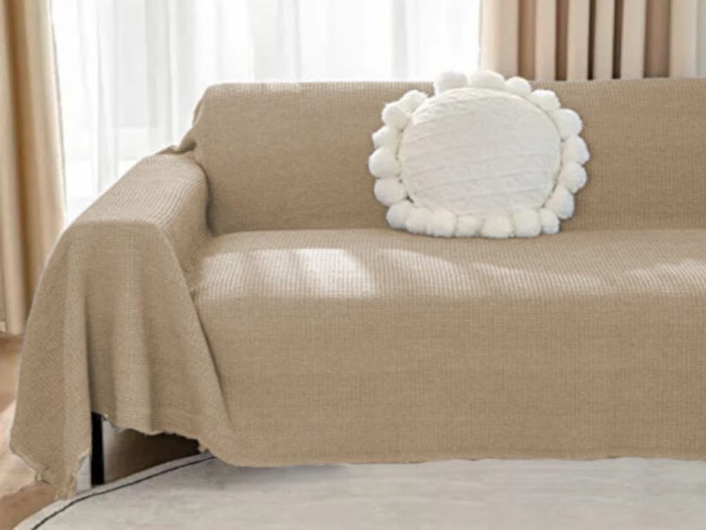 Σετ Ριχτάρια Καναπέ Σενίλ Μπεζ Μονόχρωμα One Color Γαρύφαλλο 3 ΤΜΧ | Γαρύφαλλο - Λευκά Είδη