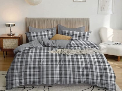 Σετ Σεντόνια Γκρι Καρό Εμπριμέ 100% Βαμβακερά Γαρύφαλλο | Γαρύφαλλο - Λευκά Είδη