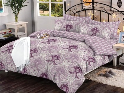 Σετ Σεντόνια Μελιτζανί Damask Εμπριμέ 100% Βαμβακερά Γαρύφαλλο | Γαρύφαλλο - Λευκά Είδη