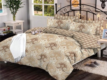 Σετ Σεντόνια Μπεζ Damask Εμπριμέ 100% Βαμβακερά Γαρύφαλλο | Γαρύφαλλο - Λευκά Είδη