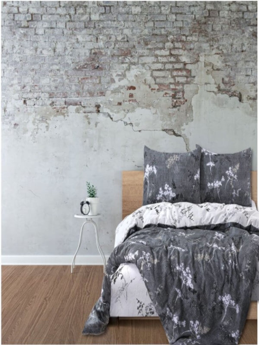 Σετ Σεντόνια Φανελένια Ανθρακί Trees Forest Εμπριμέ 100% Βαμβακερά Γαρύφαλλο | Γαρύφαλλο - Λευκά Είδη