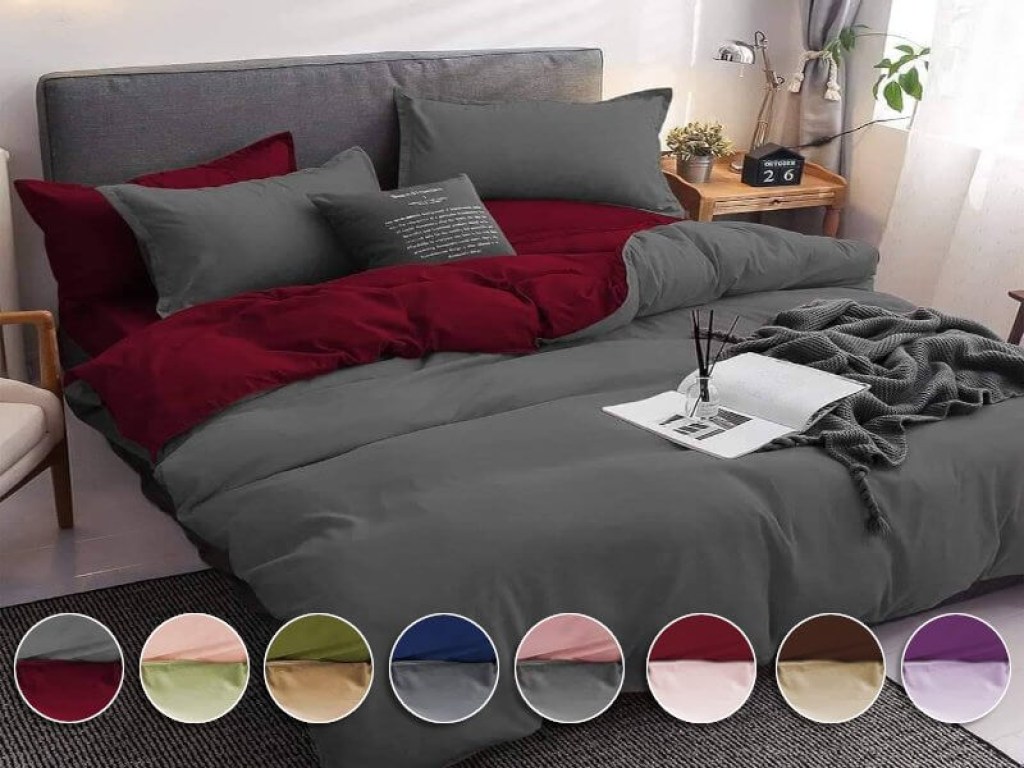 Σετ Σεντόνια Γίγας - King Size 100% Βαμβακοσατέν Δίχρωμα Γαρύφαλλο 240x270 | Γαρύφαλλο - Λευκά Είδη