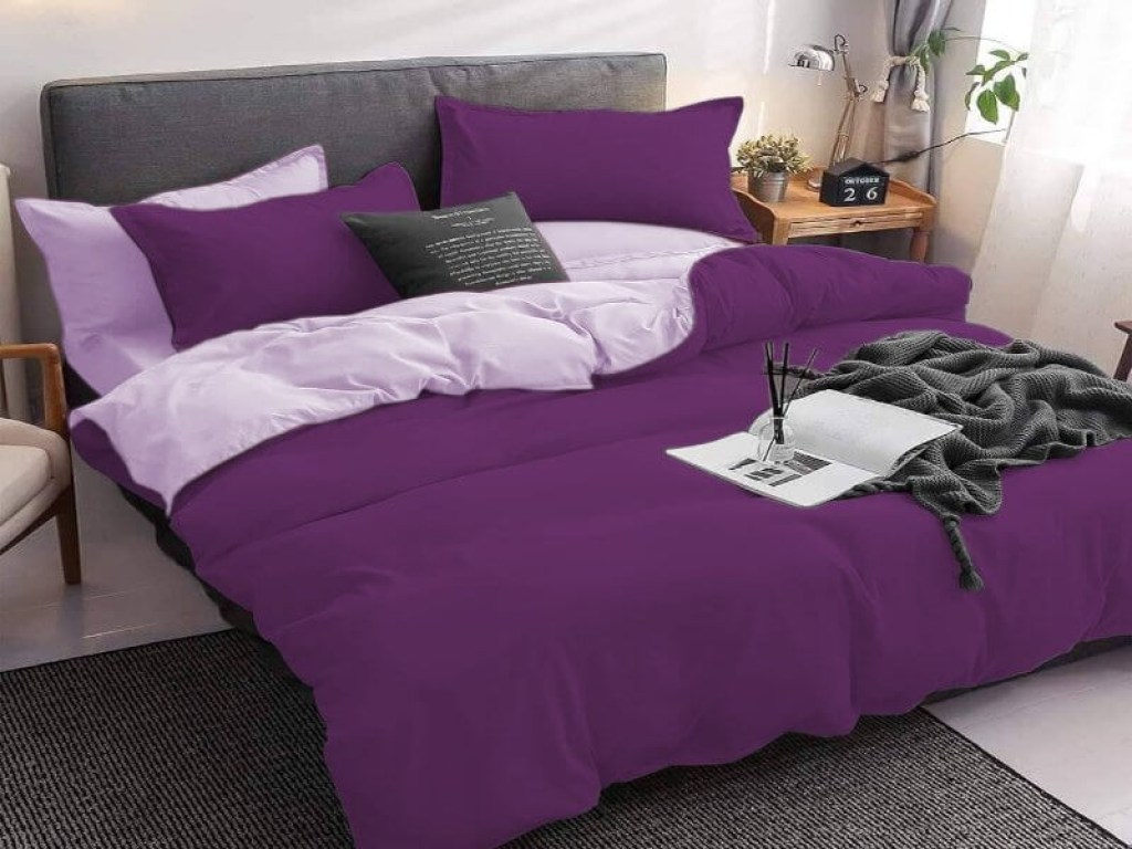 Σετ Σεντόνια Γίγας - King Size Μωβ-Λιλά 100% Βαμβακοσατέν Δίχρωμα Γαρύφαλλο 240x270 | Γαρύφαλλο - Λευκά Είδη