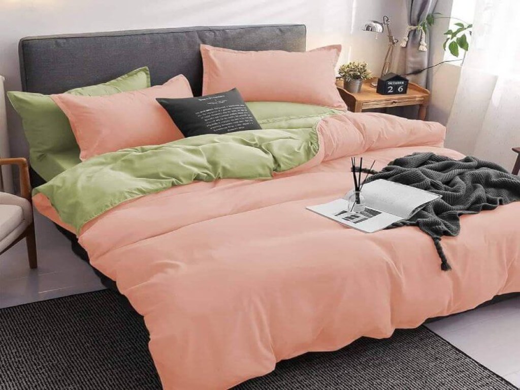 Σετ Σεντόνια Γίγας - King Size Ροζ-Πράσινο 100% Βαμβακοσατέν Δίχρωμα Γαρύφαλλο 240x270 | Γαρύφαλλο - Λευκά Είδη