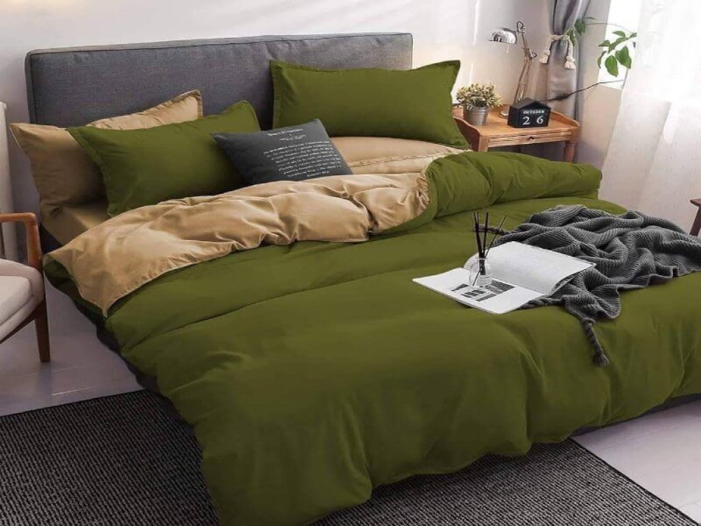 Σετ Σεντόνια Γίγας - King Size Χακί-Μπεζ 100% Βαμβακοσατέν Δίχρωμα Γαρύφαλλο 240x270 | Γαρύφαλλο - Λευκά Είδη