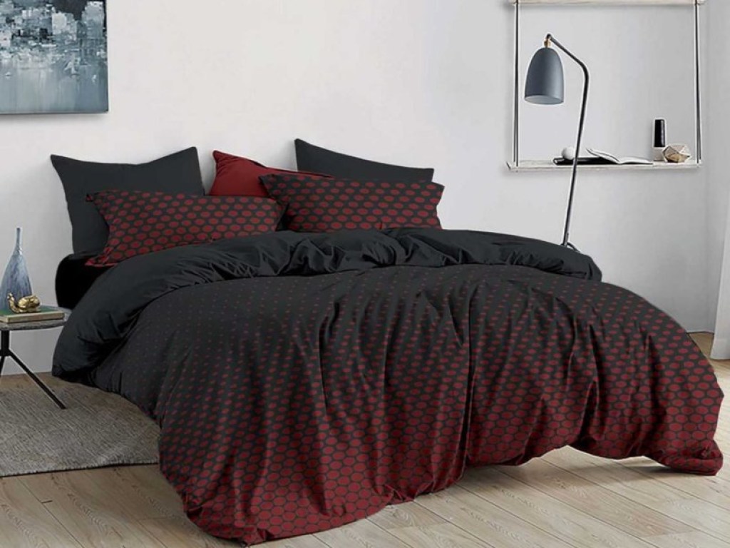 Σετ Σεντόνια Ανθρακί Μαύρα με Κόκκινα Dots 100% Βαμβακερά Γαρύφαλλο | Γαρύφαλλο - Λευκά Είδη