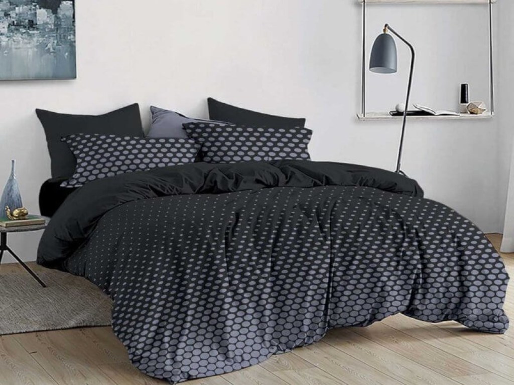 Σετ Σεντόνια Μαύρα Με Γκρι Dots 100% Βαμβακερά Γαρύφαλλο | Γαρύφαλλο - Λευκά Είδη