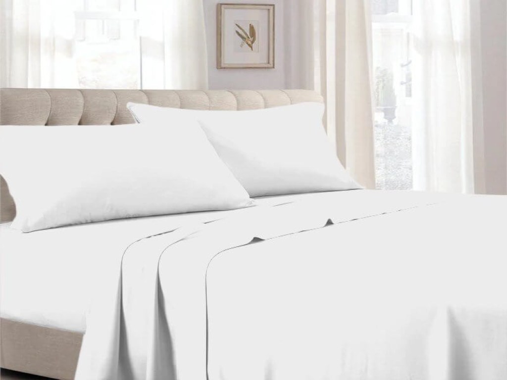 Σετ Σεντόνια Μονόχρωμα Λευκά Με Λάστιχο Silk Touch 90% Βαμβακερά Γαρύφαλλο | Γαρύφαλλο - Λευκά Είδη