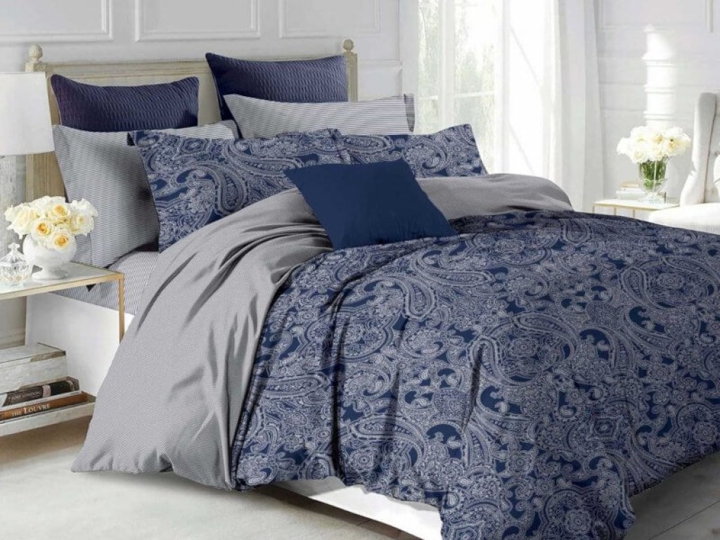 Σετ Σεντόνια Navy Blue Λαχούρι 100% Βαμβακερά Γαρύφαλλο | Γαρύφαλλο - Λευκά Είδη