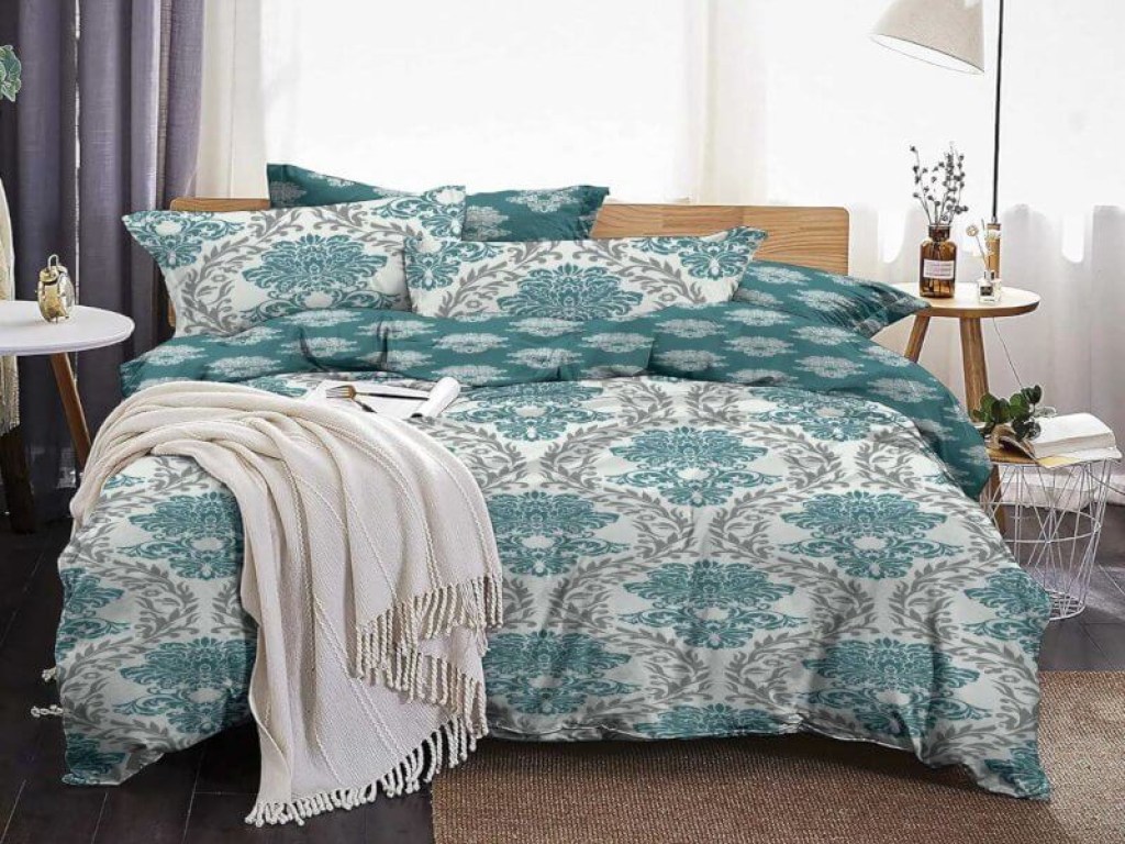 Σετ Σεντόνια Πετρόλ Damask 100% Βαμβακερά Γαρύφαλλο | Γαρύφαλλο - Λευκά Είδη