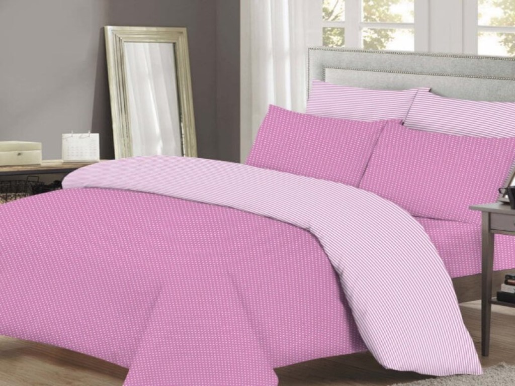 Σετ Σεντόνια Μονά Μωβ Πουά-Ριγέ Γαρύφαλλο | Γαρύφαλλο - Λευκά Είδη