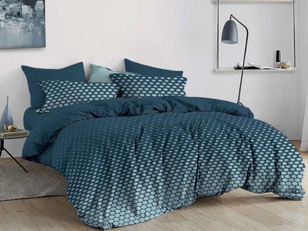 Σετ Σεντόνια Ραφ Μπλε Dots 100% Βαμβακερά Γαρύφαλλο | Γαρύφαλλο - Λευκά Είδη