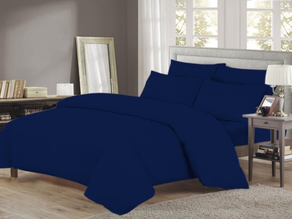 Σετ Σεντόνια Navy Blue Βαμβακερά One Color Γαρύφαλλο | Γαρύφαλλο - Λευκά Είδη