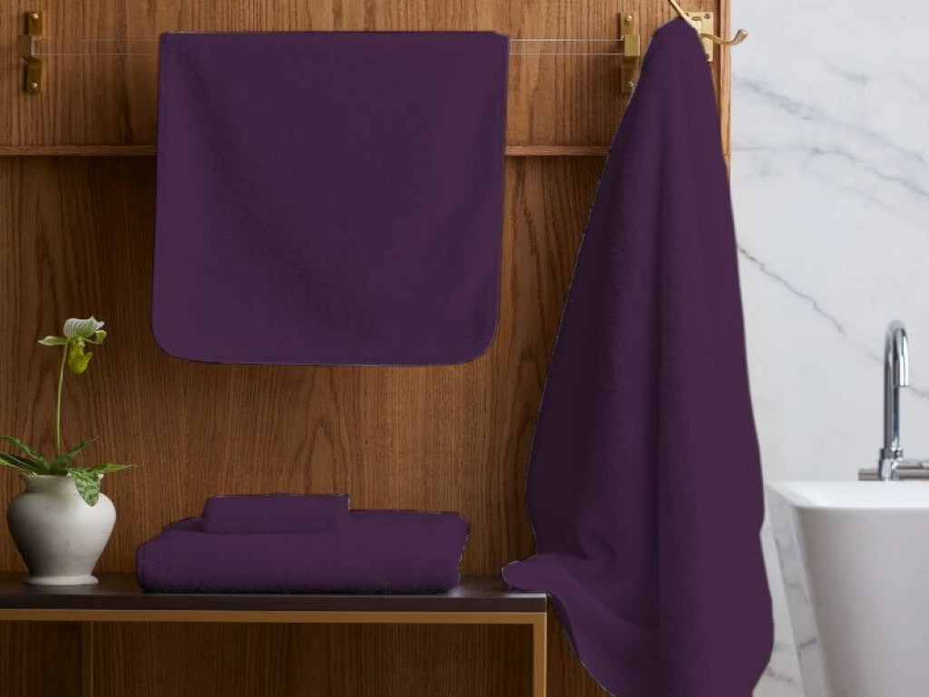 Σετ Πετσέτες Μπάνιου Πενιέ Μωβ 100% Βαμβακερές 420gr/m² Γαρύφαλλο 3 Τεμάχια | Γαρύφαλλο - Λευκά Είδη