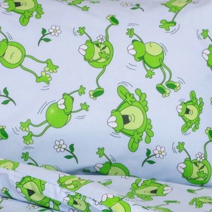 Σετ Παιδικά Σεντόνια Green Frog Βαμβακερά Γαρύφαλλο 165x245 | Γαρύφαλλο - Λευκά Είδη