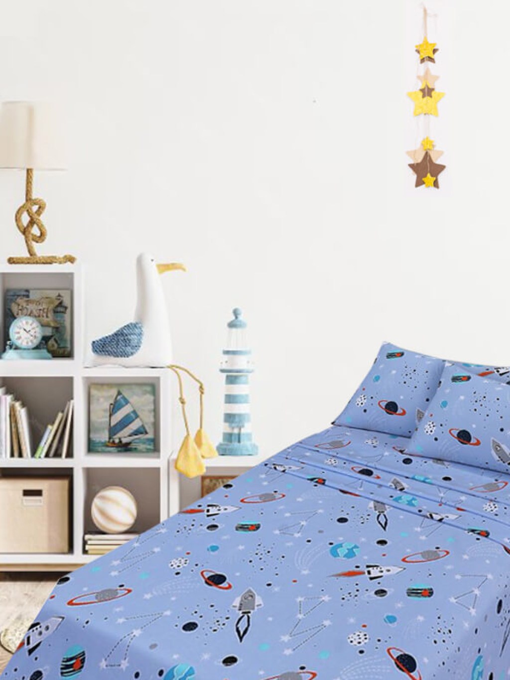 Σετ Παιδικά Σεντόνια Μονά Διάστημα Βαμβακερά Γαρύφαλλο 160x260 | Γαρύφαλλο - Λευκά Είδη