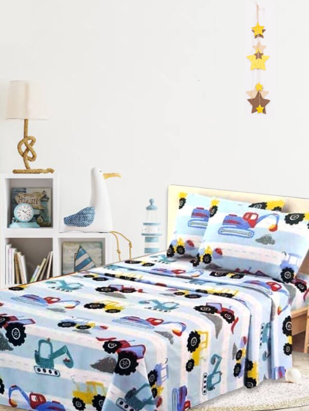 Σετ Παιδικά Σεντόνια Μονά Οχήματα Βαμβακερά Γαρύφαλλο 160x260 | Γαρύφαλλο - Λευκά Είδη