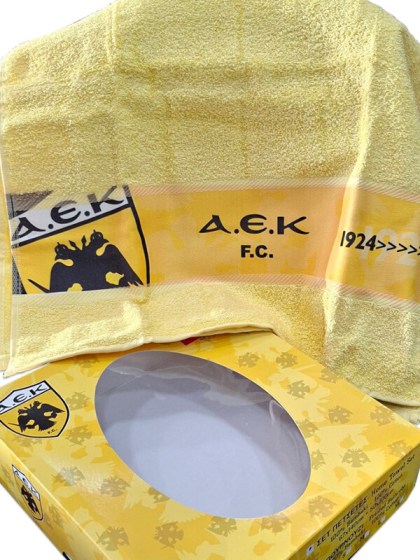 Σετ Πετσέτες Μπάνιου ΑΕΚ Official  1924 Κίτρινες 100% Βαμβάκι 400gsm 2ΤΜΧ Γαρύφαλλο | Γαρύφαλλο - Λευκά Είδη