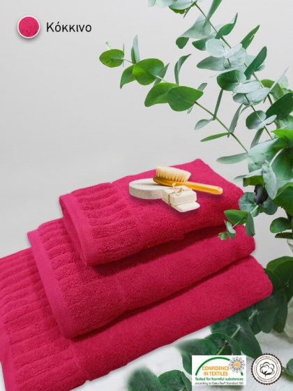 Σετ Πετσέτες Μπάνιου Πενιέ 100% Βαμβακερές 600gsm Γαρύφαλλο 3 Τεμαχιών | Γαρύφαλλο - Λευκά Είδη