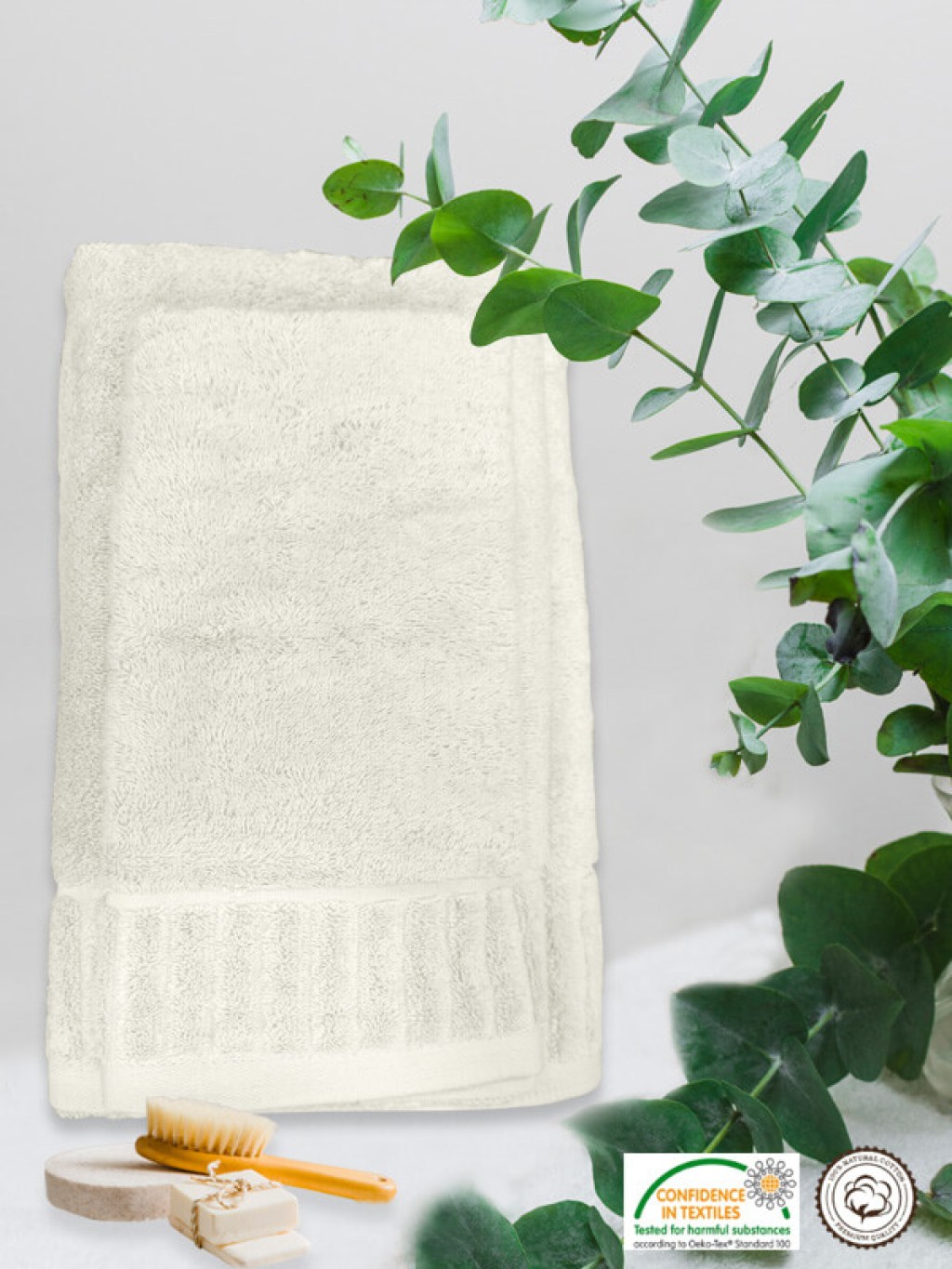 Σετ Πετσέτες Μπάνιου Πενιέ 100% Βαμβακερές 600gsm Μπεζ Γαρύφαλλο 2 Τεμαχίων | Γαρύφαλλο - Λευκά Είδη