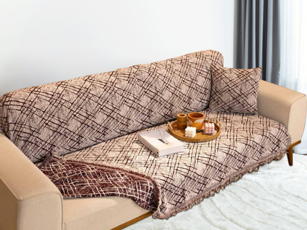 Σετ Ριχτάρια Καναπέ Καφέ Lines Γαρύφαλλο 2 ΤΜΧ | Γαρύφαλλο - Λευκά Είδη