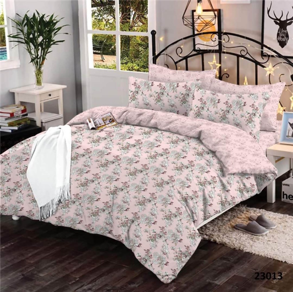 Σετ Σεντόνια Γίγας - King Size Με Λάστιχο Εμπριμέ Λουλουδάκι Ροζ 100% Βαμβακερά Γαρύφαλλο 180x200+30 | Γαρύφαλλο - Λευκά Είδη