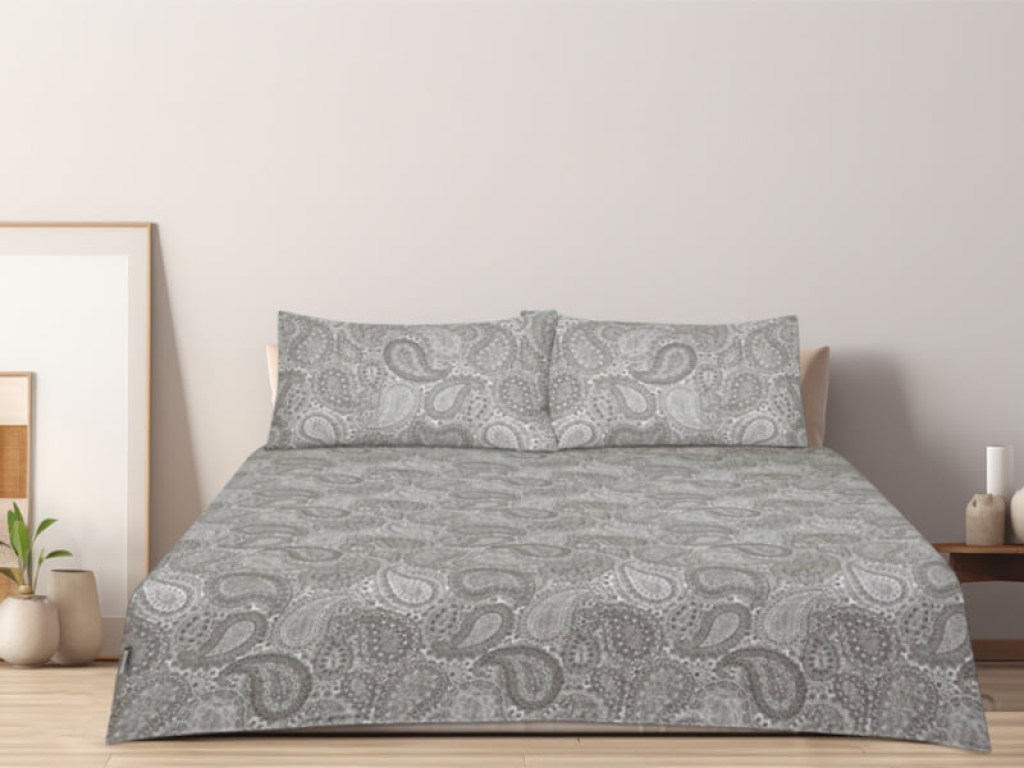 Παπλωματοθήκη Φανελένια Paisly Grey 100% Cotton Γαρύφαλλο  | Γαρύφαλλο - Λευκά Είδη
