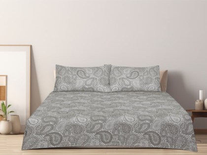 Σετ Σεντόνια Υπέρδιπλα Με Λάστιχο Φανελένια Paisly Grey 100% Βαμβακερά Γαρύφαλλο 180x200+32 | Γαρύφαλλο - Λευκά Είδη