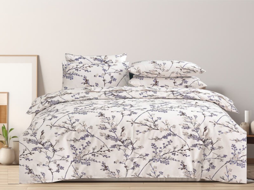 Σετ Σεντόνια Διπλά Με Λάστιχο Φανελένια Purple Branches 100% Βαμβακερά Γαρύφαλλο 160x200+32 | Γαρύφαλλο - Λευκά Είδη