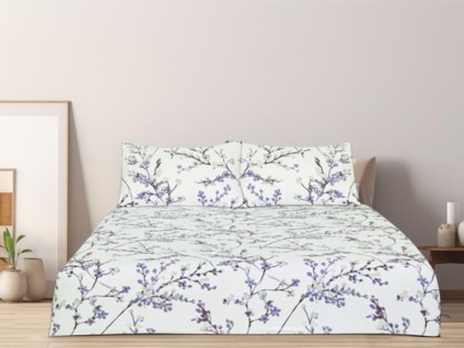 Σετ Σεντόνια Διπλά Με Λάστιχο Φανελένια Purple Branches 100% Βαμβακερά Γαρύφαλλο 160x200+32 | Γαρύφαλλο - Λευκά Είδη