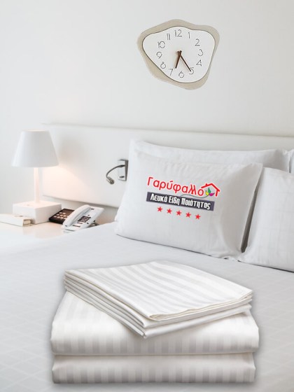 Σετ Σεντόνια Γίγας - King Size Capri Λευκό Ριγέ Βαμβακοσατέν 300 Κλωστών Γαρύφαλλο 250x280 | Γαρύφαλλο - Λευκά Είδη