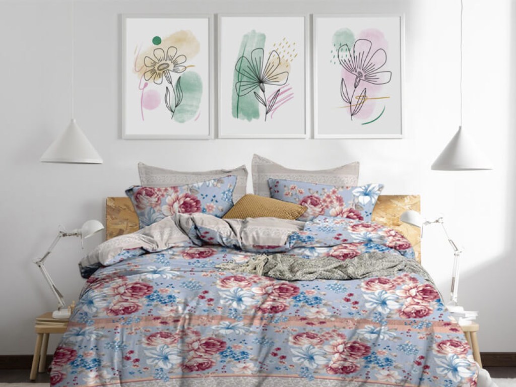 Σετ Σεντόνια Πολύχρωμα Λουλούδια 100% Βαμβακερά Γαρύφαλλο | Γαρύφαλλο - Λευκά Είδη