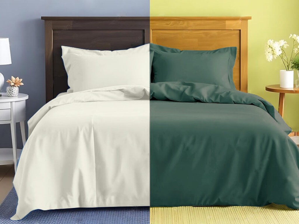 Σετ Σεντόνια Γίγας - King Size Μπεζ-Χακί Βαμβοκασατεν 200 Κλωστών Δίχρωμο Γαρύφαλλο 235x255 | Γαρύφαλλο - Λευκά Είδη