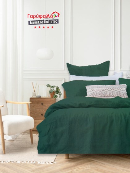 Σετ Σεντόνια Γίγας - King Size Βαμβοκασατεν 200 Κλωστών Πράσινο Μονόχρωμο Γαρύφαλλο 235x255 | Γαρύφαλλο - Λευκά Είδη