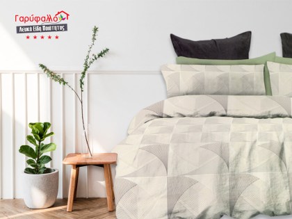 Σετ Σεντόνια Γίγας - King Size Βαμβοκασατεν 200 Κλωστών Μπεζ Γεωμετρικό Σχέδιο Γαρύφαλλο 235x255 | Γαρύφαλλο - Λευκά Είδη