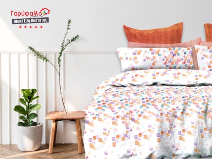 Σετ Σεντόνια Γίγας - King Size Βαμβοκασατεν 200 Κλωστών Πολύχρωμο Σχέδιο Γαρύφαλλο 235x255 | Γαρύφαλλο - Λευκά Είδη