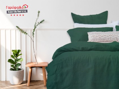 Σετ Σεντόνια Γίγας - King Size Βαμβοκασατεν 200 Κλωστών Πράσινο Μονόχρωμο Γαρύφαλλο 235x255 | Γαρύφαλλο - Λευκά Είδη